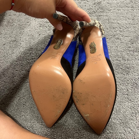 Aquazzura Multicolor Suede and Snakeskin Fearless Pointed Toe Pumps Size 40 - Picture 5 of 5